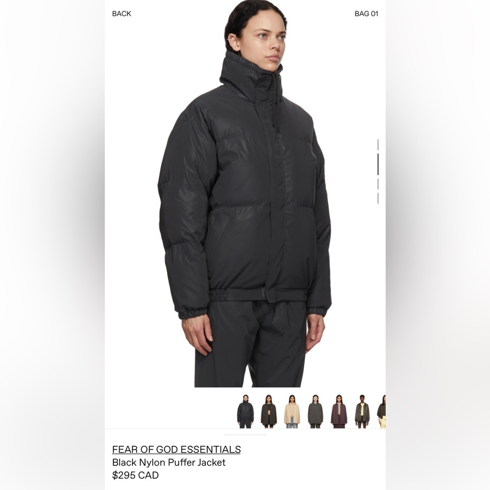Essentials black nylon puffer jacket (reflective) - Picture 5 of 9